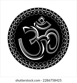 Aum (Om) The Holy Motif Calligraphic Style Vector Art Illustration