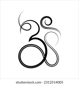 Aum (Om) The Holy Motif Calligraphic Style Vector Art Illustration