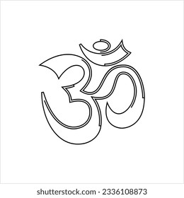 Aum (Om) The Holy Motif Calligraphic Style Vector Art Illustration