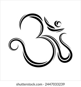 Aum (Om) The Holy Motif Calligraphic Style Vector Art Illustration