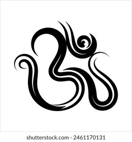 Aum (Om) The Holy Motif Calligraphic Style Vector Art Illustration