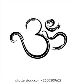 Aum (Om) The Holy Motif Calligraphic Style Vector Art Illustration