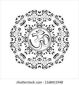 Aum (Om) The Holy Motif Design Vector Art Illustration