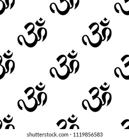 Aum (Om) The Holy Motif Seamless Pattern Vector Art Illustration