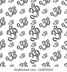 Aum (Om) The Holy Motif Seamless Pattern Vector Art Illustration