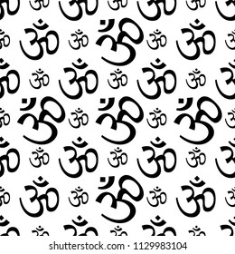 Aum (Om) The Holy Motif Seamless Pattern Vector Art Illustration