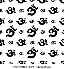 Aum (Om) The Holy Motif Seamless Pattern Vector Art Illustration