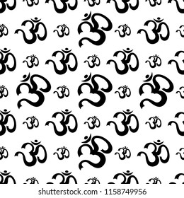 Aum (Om) The Holy Motif Seamless Pattern Vector Art Illustration