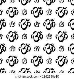 Aum (Om) The Holy Motif Seamless Pattern Vector Art Illustration