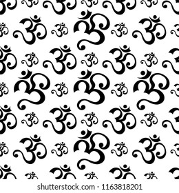 Aum (Om) The Holy Motif Seamless Pattern Vector Art Illustration