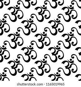 Aum (Om) The Holy Motif Seamless Pattern Vector Art Illustration