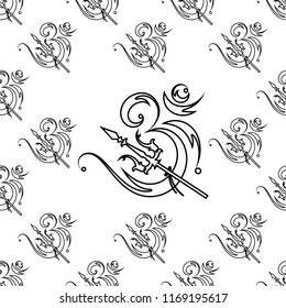 Aum (Om) The Holy Motif Seamless Pattern Vector Art Illustration