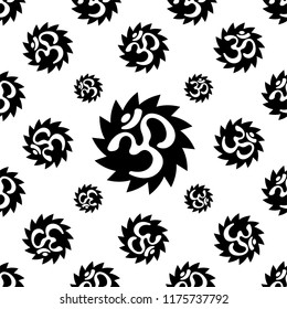 Aum (Om) The Holy Motif Seamless Pattern Vector Art Illustration