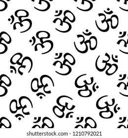 Aum (Om) The Holy Motif Seamless Pattern Vector Art Illustration