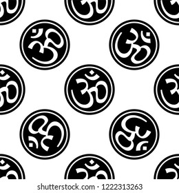 Aum (Om) The Holy Motif Seamless Pattern Vector Art Illustration