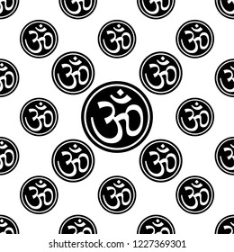 Aum (Om) The Holy Motif Seamless Pattern Vector Art Illustration