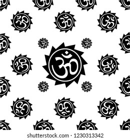 Aum (Om) The Holy Motif Seamless Pattern Vector Art Illustration