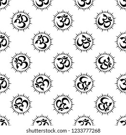 Aum Om Holy Motif Seamless Pattern Stock Vector (Royalty Free) 1240498000