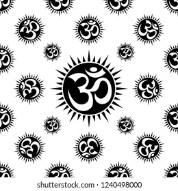 Aum Om Holy Motif Seamless Pattern Stock Vector (Royalty Free) 1240498000