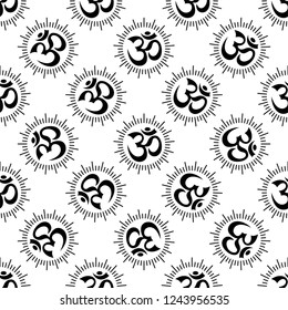 Aum Om Holy Motif Seamless Pattern Stock Vector (Royalty Free) 1240498000