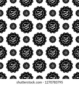 Aum (Om) The Holy Motif Seamless Pattern Vector Art Illustration