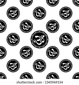 Aum (Om) The Holy Motif Seamless Pattern Vector Art Illustration