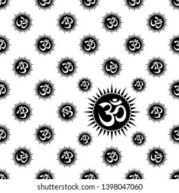 Aum (Om) The Holy Motif Seamless Pattern Vector Art Illustration