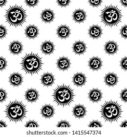 Aum (Om) The Holy Motif Seamless Pattern Vector Art Illustration