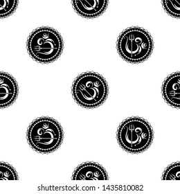 Aum (Om) The Holy Motif Seamless Pattern Vector Art Illustration