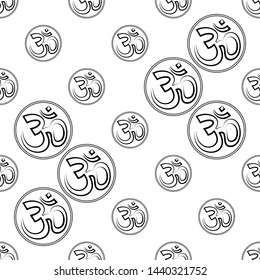 Aum (Om) The Holy Motif Seamless Pattern Vector Art Illustration