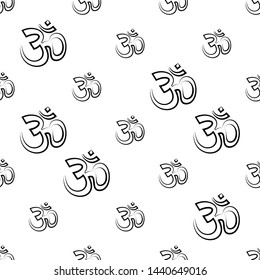 Aum (Om) The Holy Motif Seamless Pattern Vector Art Illustration