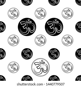 Aum (Om) The Holy Motif Seamless Pattern Vector Art Illustration