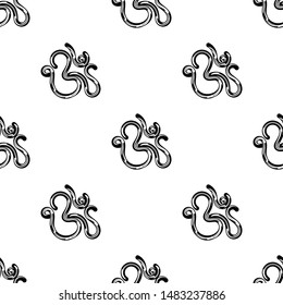 Aum (Om) The Holy Motif Seamless Pattern Vector Art Illustration