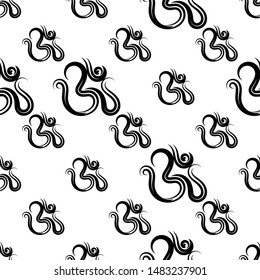 Aum (Om) The Holy Motif Seamless Pattern Vector Art Illustration