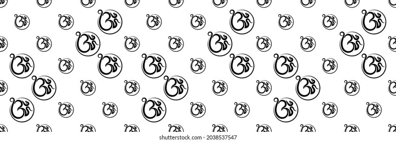 Aum (Om) The Holy Motif Seamless Pattern Vector Art Illustration