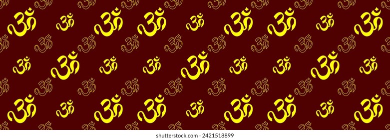 Aum (Om) The Holy Motif Seamless Pattern Vector Art Illustration