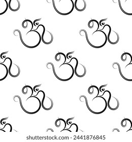 Aum (Om) The Holy Motif Seamless Pattern Vector Art Illustration