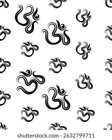 Aum (Om) O Santo Motivo Sem Costura Padrão Vetor Arte Ilustração