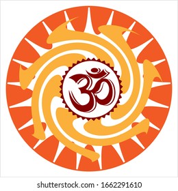 Aum (Om) Die Vektorillustration der Heiligen Motif Kunst Illustration