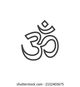 Aum om line icon. linear style sign for mobile concept and web design. Om outline vector icon. Buddhism religion symbol, logo illustration. Vector graphics