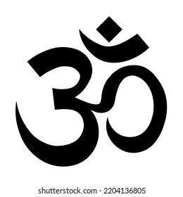 Aum Om Ohm icon in flat. Om symbol in black on white background. Indian culture India spirital yoga om icon calligraphy brush painting Vector illustration for web site design, logo, mobile app, UI