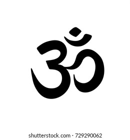 Aum Om Ohm symbol black color on white background. vector illustration Indian culture India spirital yoga om icon calligraphy brush painting