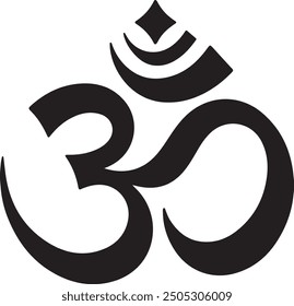 Aum - Om symbol silhouette. Hinduism flat icon silhouette vector