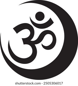 Aum - Om symbol silhouette. Hinduism moon type flat icon silhouette vector