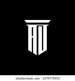 AUmonogram logo with emblem style isolated on black background