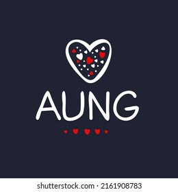 Aung Calligrafy weiblichen Namen, Vektorgrafik.