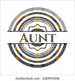 Aunt arabic badge background. Arabesque decoration.