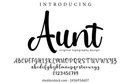 Aunt Font Stylish brush painted an uppercase vector letters, alphabet, typeface