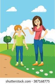 aunt and girl vector