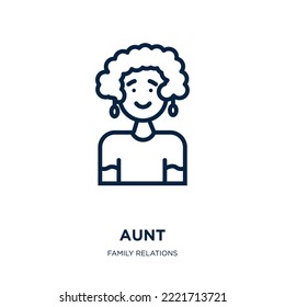 aunt icon from family relations collection. Thin linear aunt, mother, father outline icon isolated on white background. Line vector aunt sign, symbol for web and mobile